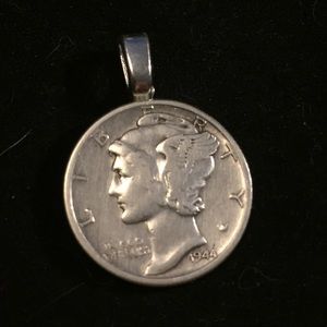 Authentic silver Mercury Dime Coin Pendant